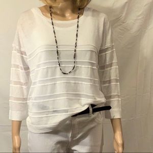 White mesh panel loft knit peekaboo sweater medium